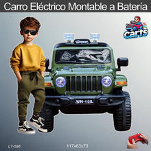 Cargar imagen en el visor de la galería, Carro eléctrico montable a batería verde modelo LT-598 con control remoto para niños de 1 a 6 años