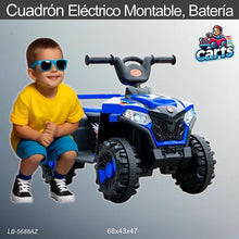 Cargar imagen en el visor de la galería, Cuadrón eléctrico montable a batería azul modelo LB-5688AZ para niños de 1 a 4 años