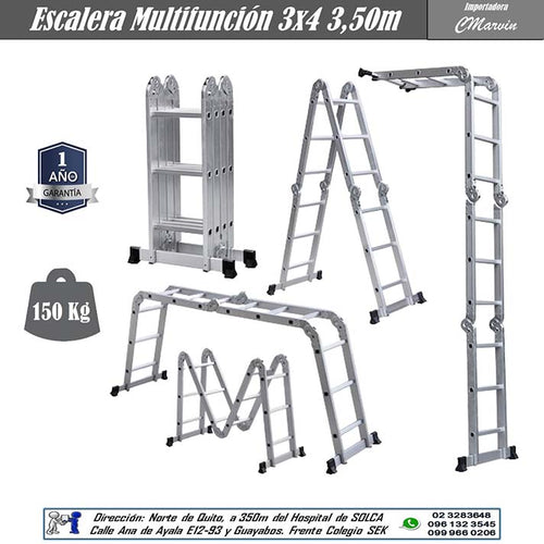 Escalera Multifunción de Aluminio 3x4 3.50m. Marvin es Herramientas