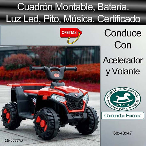 Cuadrón Eléctrico Montable con Batería. Rojo en Importadora Marvin