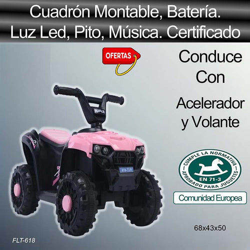 Cuadrón Eléctrico Montable con Batería. Rosado en Importadora Marvin