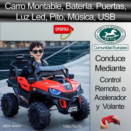 Carro Eléctrico Montable con Batería. Rojo en Importadora Marvin