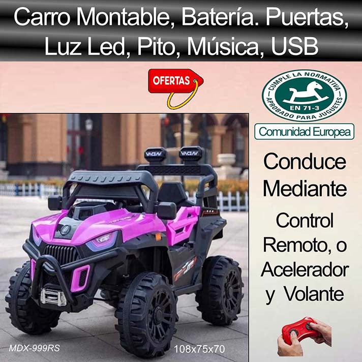 Carro Eléctrico Montable con Batería. Rosado en Importadora Marvin