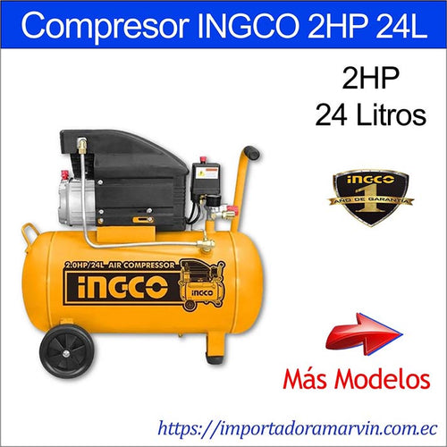Compresor INGCO Aire 24 Litros 2HP. Marvin Herramientas