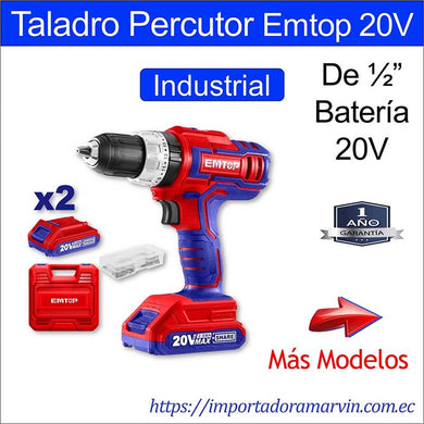 Taladro Percutor EMTOP Inalambrico 20V. Marvin es Herramientas