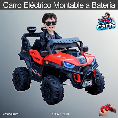 Carro eléctrico montable a batería rojo modelo MDX-999RJ con control remoto para niños de 1 a 6 años