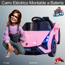 Cargar imagen en el visor de la galería, Carro eléctrico montable a batería rosado modelo YT-5588 con control remoto para niñas de 1 a 6 años
