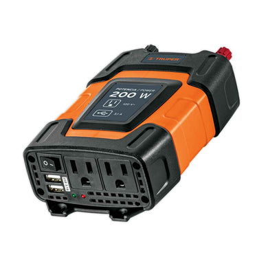 Inversor de corriente Truper 200W con puerto USB para herramientas ligeras 12V-110V
