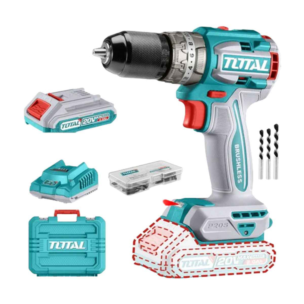 Taladro Inalámbrico TOTAL de ½” y 20V. Brushless