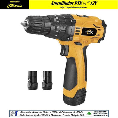 Taladro Atornillador PTK Inalámbrico de 12V. Marvin es Herramientas