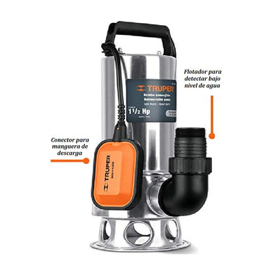 Bomba Sumergible Agua Sucia 1 ½ HP; Truper BOS-1 ½ SM Acero Inoxidable. 1 ½ HP; 1100W. Marvin es CMarvin Herramientas