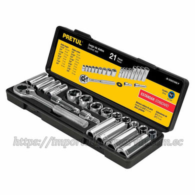 Juego Kit Rachas Pretul 21 Piezas STD. Importadora Marvin Herramientas