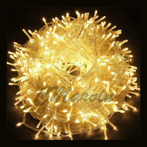 Juego Luces Led Navidad 100 200 Focos Amarillo. Importadora Marvin
