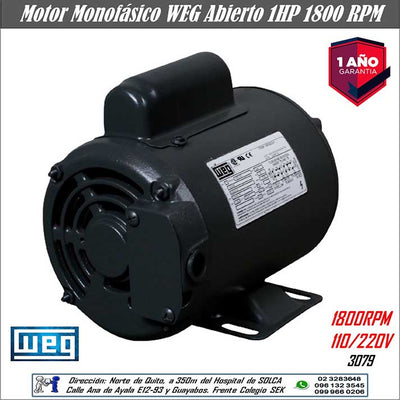 Motor Eléctrico Abierto WEG 1HP Monofásico 1800 RPM