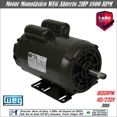 Motor Eléctrico Abierto WEG 2HP Monofásico 1800 RPM