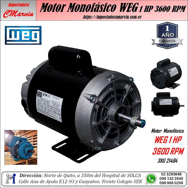 Motor Eléctrico Abierto WEG 1 HP Monofásico 3600 RPM